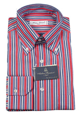Finamore Napoli Red Striped Cotton Shirt - Slim - 15.75/40 - (486)