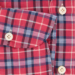 Finamore Napoli Red Plaid Cotton Blend Shirt - Extra Slim - (TV) - Parent