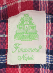 Finamore Napoli Red Plaid Cotton Blend Shirt - Extra Slim - (TV) - Parent