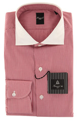 Finamore Napoli Red Micro-Check Cotton Shirt - Slim - 15.5/39 - (TU)
