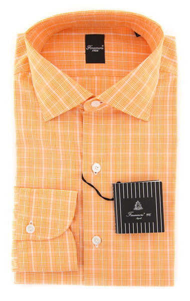 Finamore Napoli Orange Plaid Shirt - Extra Slim - 15.75/40 - (NANX283)