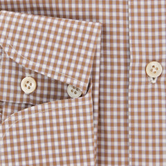 Finamore Napoli Brown Check Shirt - Slim - 16/41 - (26SS281011206)