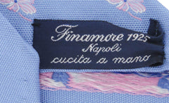 Finamore Napoli Light Blue Floral Silk Tie - 3.25" x 58" - (562)
