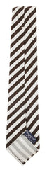 Finamore Napoli Dark Brown Striped Silk Tie - 3.25" x 57" - (638)