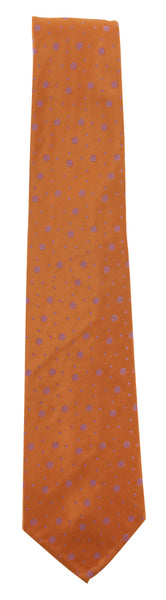 Finamore Napoli Orange Floral Silk Tie - 3.25" x 58" - (9E)