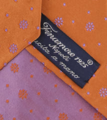 Finamore Napoli Orange Floral Silk Tie - 3.25" x 58" - (9E)
