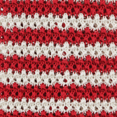 Finamore Napoli Red Striped Knit Tie - 2.25" x 56" - (85)