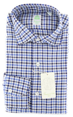 Finamore Napoli Blue Plaid Shirt - Extra Slim - 15.75/40 - (2018022716)