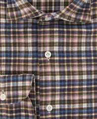 Finamore Napoli Brown Plaid Shirt - Extra Slim - (F122181) - Parent