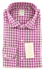 Finamore Napoli Purple Check Shirt - Extra Slim - 15.5/39 - (201802235)