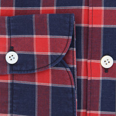 Finamore Napoli Red Window Pane Shirt - Extra Slim - (2018031320) - Parent