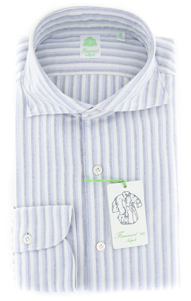 Finamore Napoli Light Blue Striped Shirt - Extra Slim - (FNTYO7884SIZ) - Parent