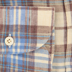 Finamore Napoli Beige Plaid Linen Shirt - Extra Slim - (OO) - Parent
