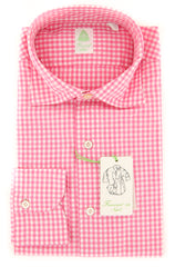 Finamore Napoli Pink Check Shirt - Extra Slim - 15.75/40 - (FNTYO1273LUZ)
