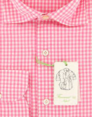 Finamore Napoli Pink Check Shirt - Extra Slim - (FNTYO1273LUZ) - Parent