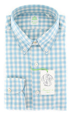 Finamore Napoli Turquoise Check Shirt - Extra Slim - (201802287) - Parent