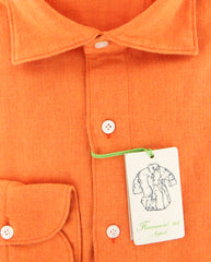 Finamore Napoli Orange Solid Shirt - Extra Slim - (2018031322) - Parent