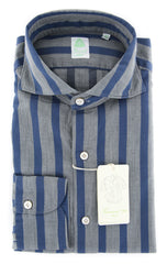 Finamore Napoli Gray Striped Shirt - Extra Slim - 15.75/40 -(201803137)