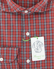 Finamore Napoli Red Plaid Shirt - Extra Slim - (2018031318) - Parent