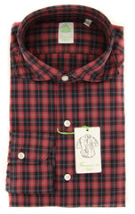 Finamore Napoli Red Plaid Shirt - Extra Slim - 15.75/40 - (FNTYO500221SIMZ)
