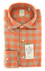 Finamore Napoli Orange Check Shirt - Extra Slim - 15.75/40 - (F19189)