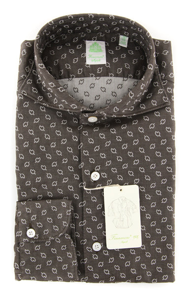 Finamore Napoli Brown Fancy Shirt - Extra Slim - (2018022822) - Parent