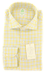 Finamore Napoli Yellow Plaid Shirt - Extra Slim -15.75/40-(2018022713)