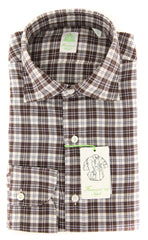 Finamore Napoli Brown Plaid Shirt - Extra Slim - 15.75/40 - (FNTYOLUIGIZ2)