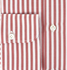 Finamore Napoli Red Striped Twill Shirt - Extra Slim Fit - 15.75/40