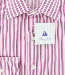 Finamore Napoli Pink Medium Spread Collar Cotton Shirt 16/41