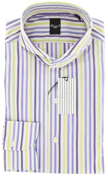 Finamore Napoli Purple Extra Wide Spread Collar Shirt 16/41