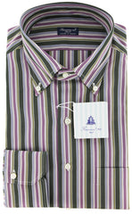 Finamore Napoli Green White,Purple,Burgunday,Blue Striped Shirt15.75/40