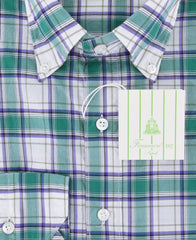 Finamore Napoli Green Plaid Cotton Plain Weave Shirt 16/41