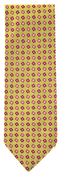 Finamore Napoli Beige,  White, Pink, Brown Tie - 3.25" Wide