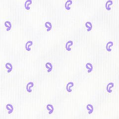 Finamore Napoli White with Lavender Purple Paisley Tie - 3.25" Wide