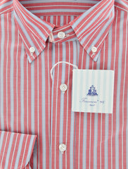 Finamore Napoli Red Striped Button Down Shirt - Slim Fit - 16/41