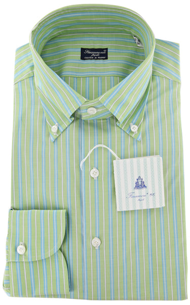 Finamore Napoli Green Button Down Collar Shirt - Slim Fit - 16/41