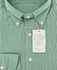 Finamore Napoli Green Micro-Check Cotton Shirt - Extra Slim Fit - 16/41