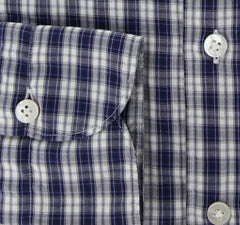 Finamore Napoli Navy Blue Contrast Collar Shirt 16/41