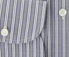 Finamore Napoli Gray Extra Wide Spread Collar Shirt 16/41
