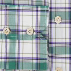 Finamore Napoli Green White, Purple, Beige Plaid Shirt 15.75/40