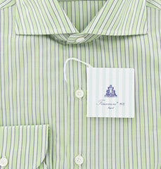 Finamore Napoli Green Extra-Wide Spread Collar Cotton Shirt 16/41