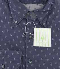 Finamore Napoli Navy Blue Floral Shirt - Extra Slim Fit - 16/41