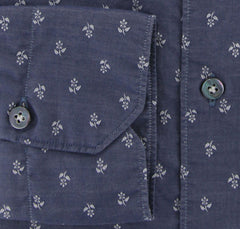 Finamore Napoli Navy Blue Floral Shirt - Extra Slim Fit - 16/41