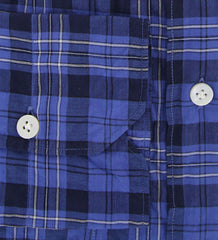 Finamore Napoli Blue Plaid Cotton Plain Weave Shirt 15.75/40