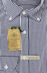 Luigi Borrelli Navy Blue Striped Casual Shirt - Extra Slim Fit - M/M