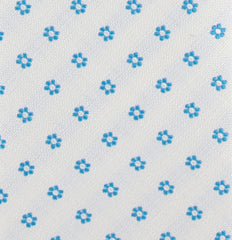 Borrelli White and Turqoise Blue Floral Tie - 2.75"