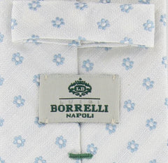 Borrelli White with Light Blue Floral Tie - 2.75" Wide