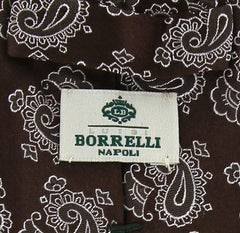 Luigi Borrelli Brown with White Paisley Print Tie - 2.75" Wide
