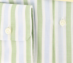 Luigi Borrelli Green Striped Shirt - Slim - 15/38 - (DR461RALPH)